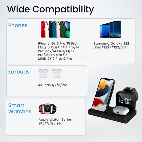 Portronics Bella 15W Wireless Charging Station for Mobile, Earbuds,  Smartwatch Charging Pad