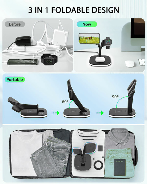 UNIGEN MAGTEC 500 23W MagSafe Charging Stand with Adapter for iPhones and  Apple Watches Charging Pad