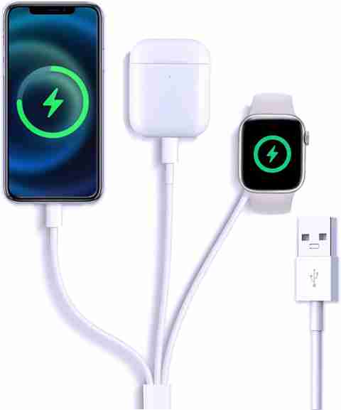FKU Apple Watch Charger 3-in-1 Charging Cable,Supports Watch and Phones  Charging Pad