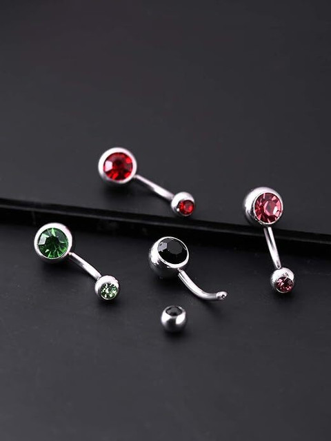 Shield plus Navel Piercing Jewelry Set of Crystal Belly Button