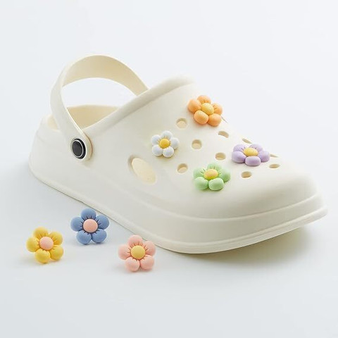 voldot Charms for Girls (Pcs 10) Cute Flower Shoe Charms Daisy Croc Rubber  Shoe Charm