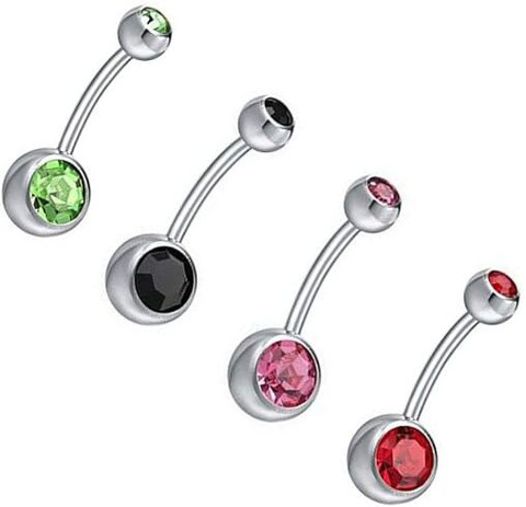 Shield plus Navel Piercing Jewelry Set of Crystal Belly Button Rings  Stainless Steel Charm Set