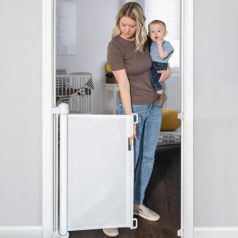 Samusagya Retractable Stair Safety Gate for Babies and Dogs Child Safety  Slide Lock