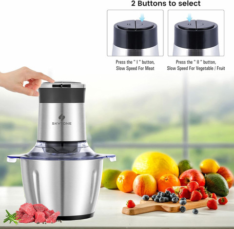 SKYTONE by skytone Stainless Steel Electric Liter Meat Grinders with Bowl  700W Food Chopper Electric Vegetable Fruit Chopper