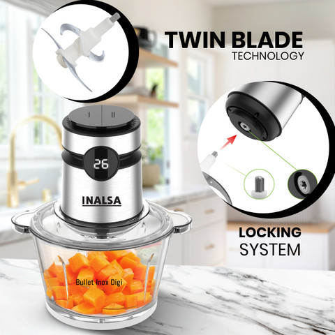 Inalsa Bullet Inox Digi Electric Vegetable Fruit Chopper