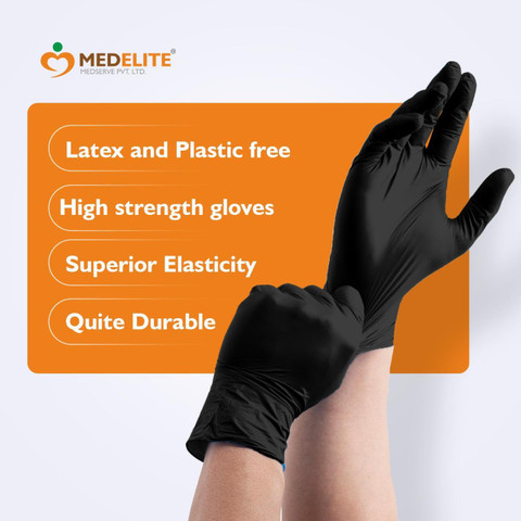Medimed Black Nitrile Gloves Food Grade, Examination Gloves, Multipurpose  use Wet and Dry Disposable Glove Set