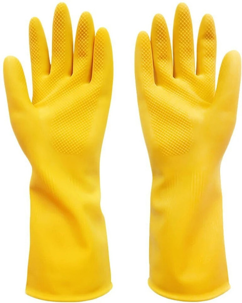 Orcoa Resuable and Washing Latex Rubber Hand Long Sleeve Gloves for  Dishwashing and Other Household Cleaning Work (Yellow Colour) (Pair of 1)  Wet and