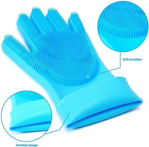 Qozent Silicone Dishwashing Gloves Multipurpose Cleaning for