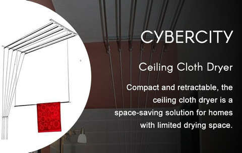 Cybercity Steel Ceiling Cloth Dryer Stand (6 Pipes x Feet) Stainless  Steel Ceiling Roof Clothes Hanger/Cloth Dryer with UV Protected Nylon  Rope