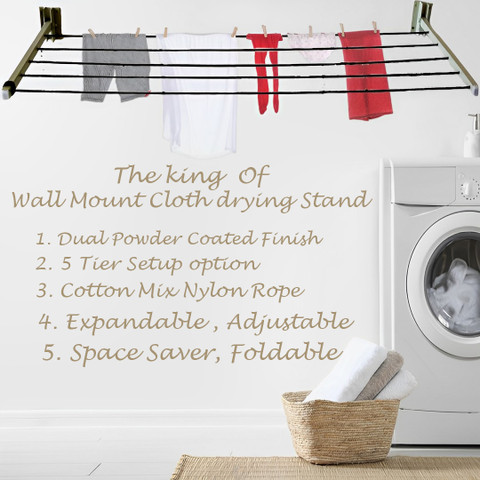 Roborich Steel Wall Cloth Dryer Stand 5T-WHITE-WALL-MOUNT-B0010