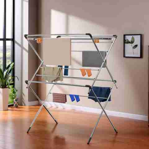 KUBER INDUSTRIES Steel Floor Cloth Dryer Stand Foldable Price in