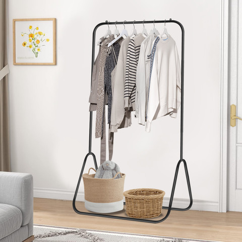 LEOPAX Steel Floor Cloth Dryer Stand Garment Rack Free-Standing Clothes  Rail with Single Pole Coat Hanger Stand