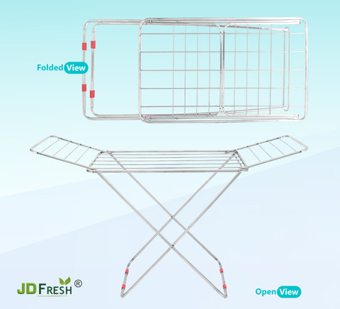JD FRESH Steel Floor Cloth Dryer Stand FOLDABLE DRYING RACK DESIGN-1