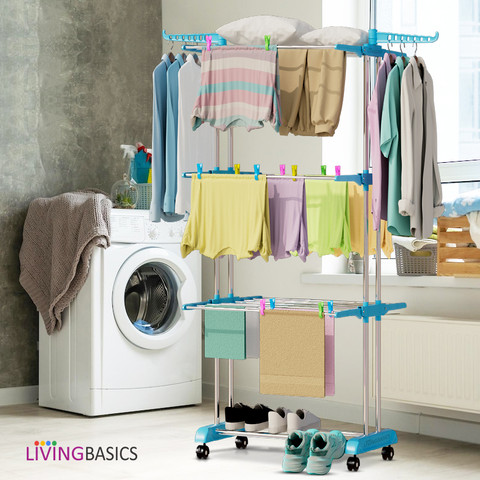 LivingBasics Steel Floor Cloth Dryer Stand Folding Clothes