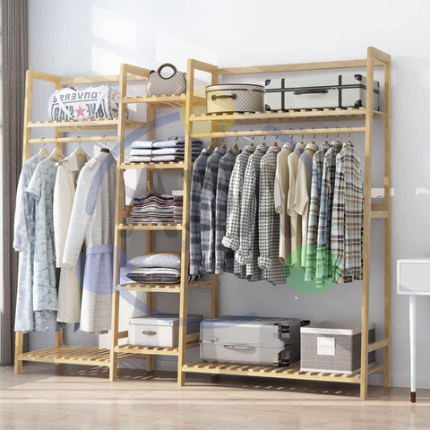 ADA Wood Floor Cloth Dryer Stand Multipurpose Clothes Stand Coat