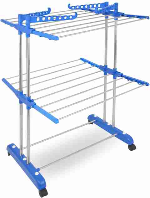 Flipkart SmartBuy Steel, Plastic Floor Cloth Dryer Stand Two Tier Double  Pole Pure Heavy Cloth Rack - Main Image