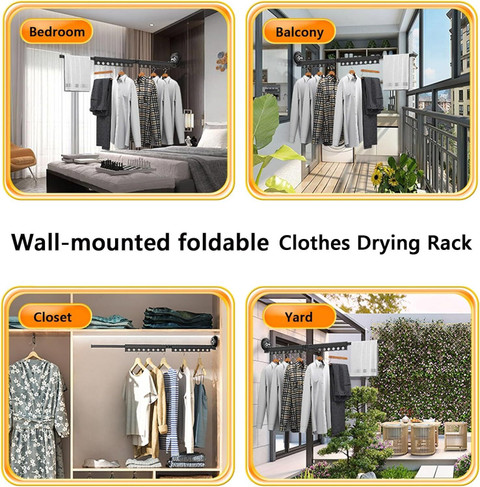 XBEY Steel Wall Cloth Dryer Stand Fold Wall Mounted Clothes