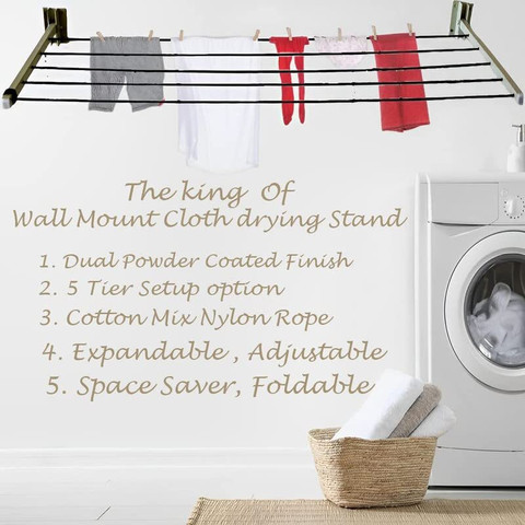 sanish Steel Wall Cloth Dryer Stand 5t-wht-wall mount-31