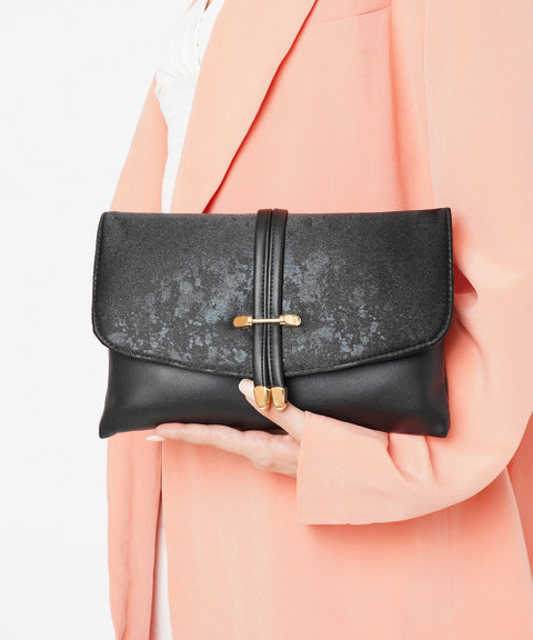 LAVIE Casual Black Clutch BLACK Price in India