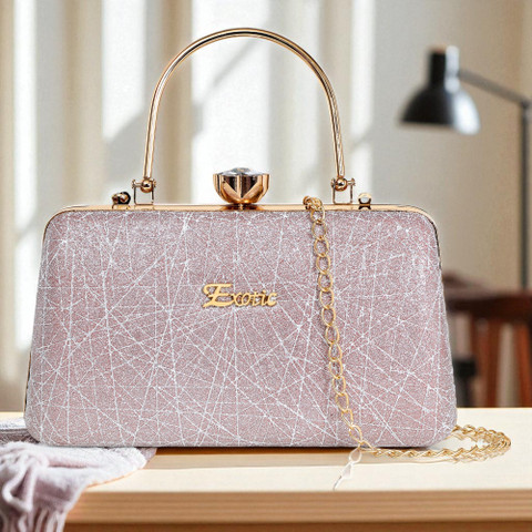 Pink Clutch Wrist Bags For Wedding Sling Bag Rose Gold Glitter