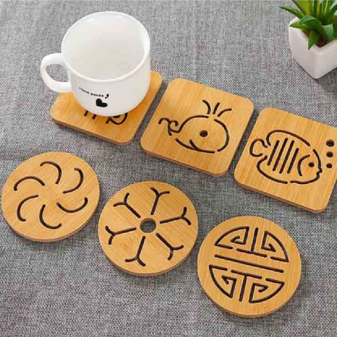 olwick Wooden Insulation Cup Mat Table Mats Drink Coasters for Tea Coffee  Table Placemats Cute Coaster(Small) Wood Trivet