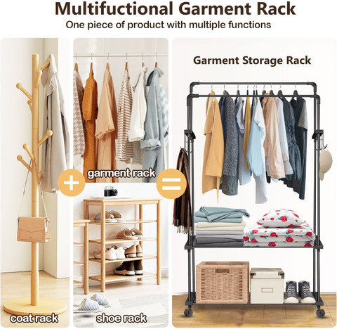 LEOPAX Tier Coat Storage Organizer Metal Clothe Garment Rail