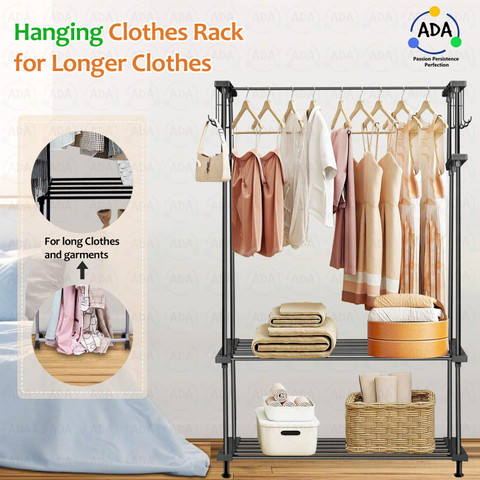 ADA Heavy Duty Iron Metal Clothe Stand, Garment Rack with 10 Hooks