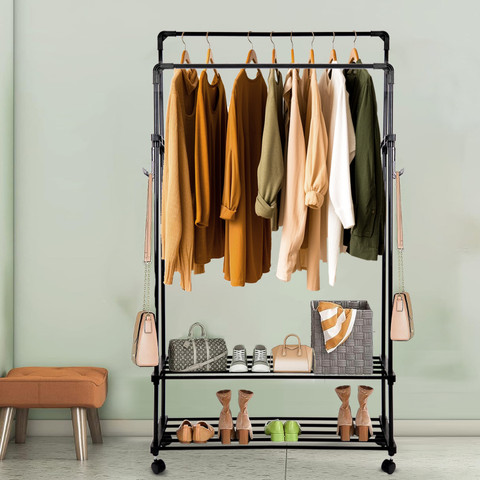 Shoe Rack Clothes Rail B And M Dual Opening Garment Rack Black Kmart