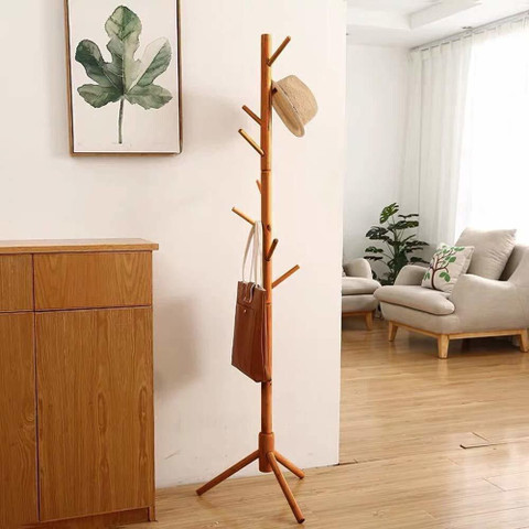 ADA Premium Natural Pine Wood Coat Rack|With Hooks|Tree Coat Hanger Stand  Bamboo Coat and Umbrella Stand