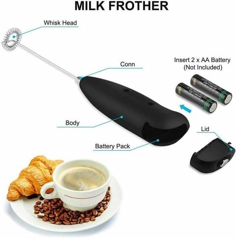 Pramukhs 50W Electric Hand Mixer Coffee Frother Whisk (Battery Included) Personal Coffee Maker (Black) - Image 4