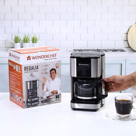 WONDERCHEF Regalia Brew Coffee Maker, Makes Cups Coffee, Removable  Filter, With Keep Warm Plate, Years Warranty, 700ml, 550W Black Cups  Coffee