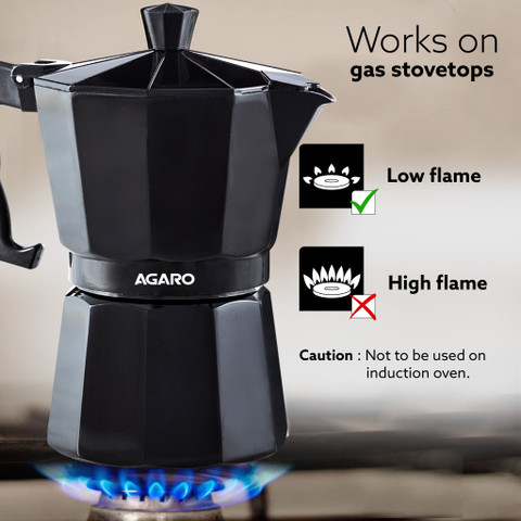 AGARO Classic Moka Pot, Stovetop Espresso, Premium Aluminium Built, Cups  Coffee Maker