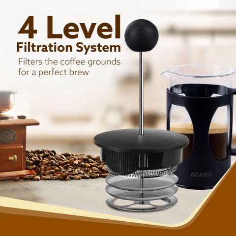 AGARO Elite French Press Coffee And Tea Maker Cups Coffee Maker