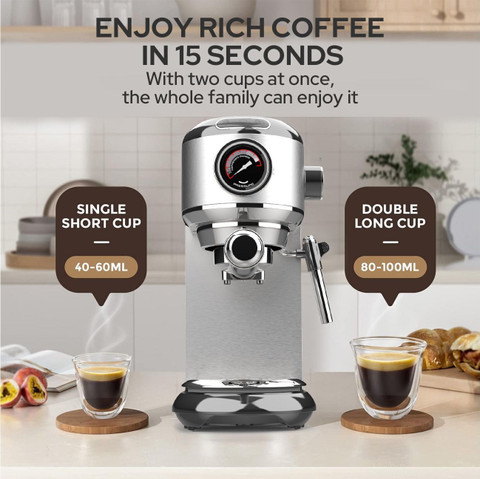 Costar 20 Bar Espresso Coffee Machine with Steam Wand for Latte