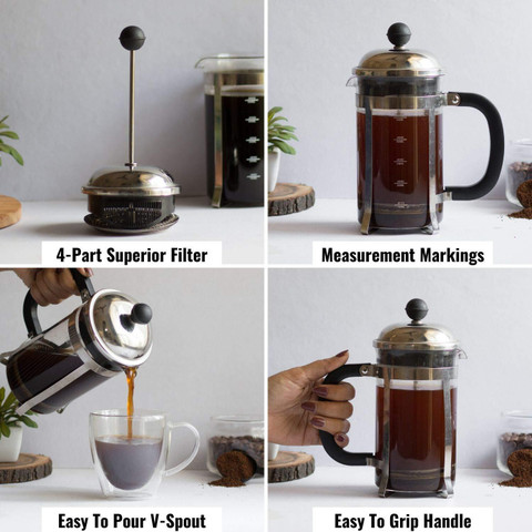 InstaCuppa French Press 600ml with Part Superior Filter BPA Free