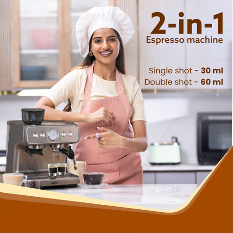 AGARO Supreme Espresso Coffee Maker With Grinder, 20 Bars Semi Automatic  Cups Coffee Maker