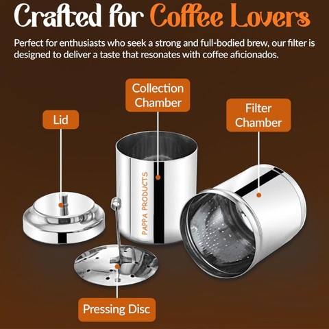 Pappa Heavy quality Stainless Steel south Indian brewing style kaapi maker  Indian Coffee Filter