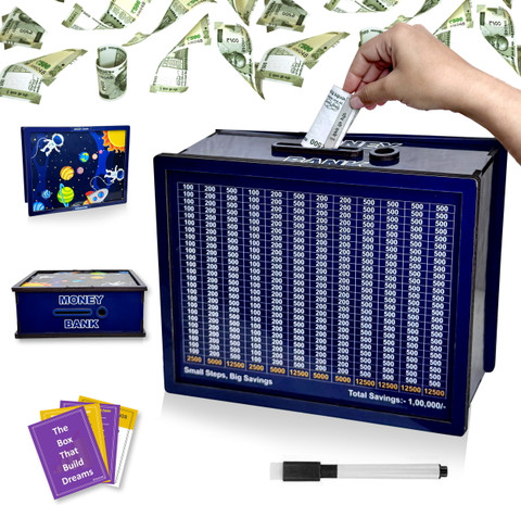 Raptech Money Saving Box for Adult 100000, Wooden with Savings