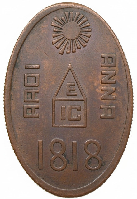 Klox 80 Gram 1818 Rare Copper 1 Anna Libbo old East India Company