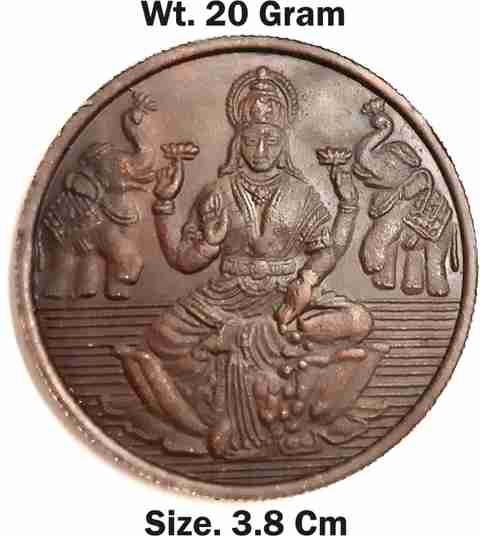アンティーク　古銅　人物神獣刻　柄杓　約35㎝　C　R9851 Tanishka Old Mata Lakshmi Copper Token Coin for Pooja and Temple