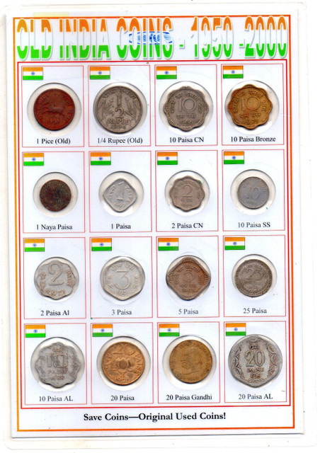 GOLD MINT 1950-70 Republic India 16 Different Old Pice paisa Naya