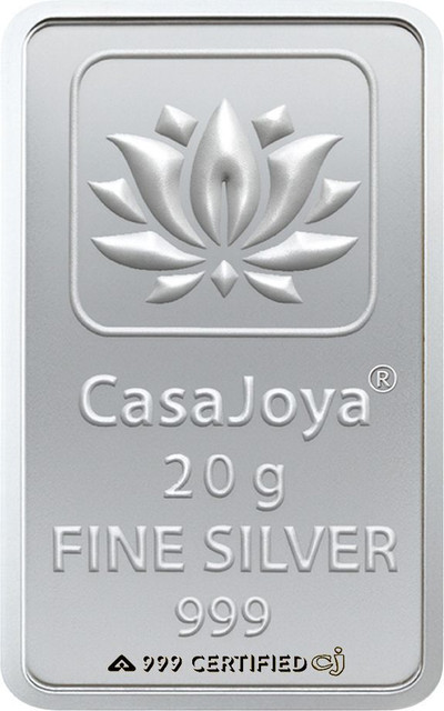 CASAJOYA BIS HALLMARKED S 999 20 g Silver Bar Price in India - Buy