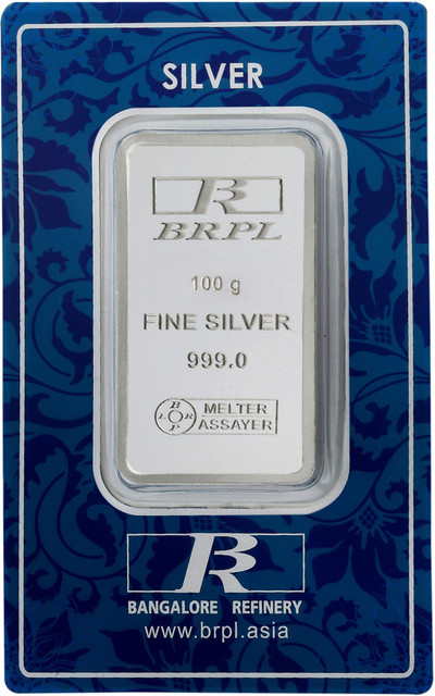 Bangalore Refinery Brpl 100 Gram Silver Bar S 999 100 g Silver Bar