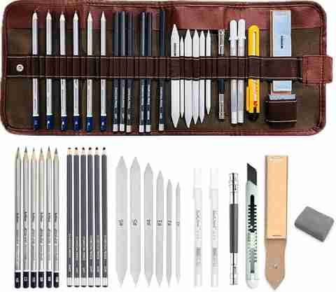 Definite Artline Sketching Drawing Pouch Kit with 24 Pcs Charcoal Graphite Pencils Tools Hexagonal Shaped Color Pencils (Set of 24, for Drawing Sketching Artist Work) - Image 3