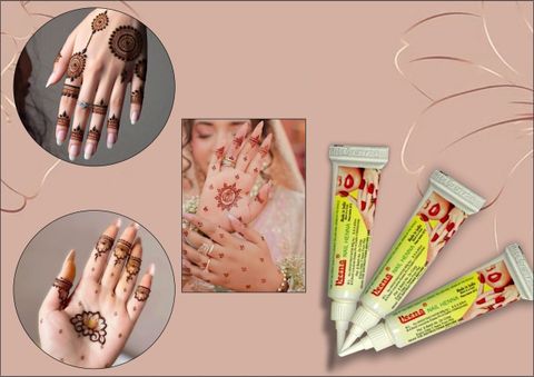 Veena Dark Red Henna Mehendi Tubes (24 pieces In Each Box) Natural