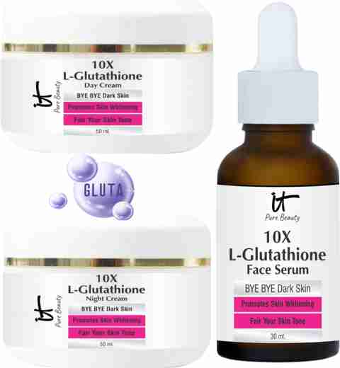 IT Pure Beauty L-Glutatione Face Serum & Day & Night Cream For Skin Whitening,Anti-Ageing Price in India