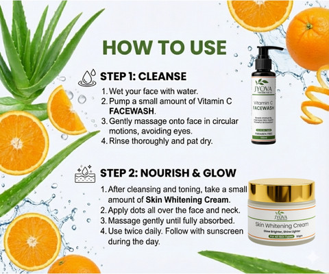 jyova Skin Brightening Combo – Glutathione Skin Whitening Cream (50g) + Vitamin C Face Wash (100ml) Price in India