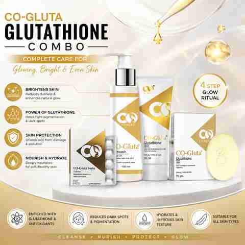 Co Luxury Glutathione Skin Brightening Combo Kit | Glutathione Facewash, Glutathione Tablet, Glutathione Cream & Glutathione Soap | Price in India - Buy Co Luxury Glutathione Skin Brightening Combo Kit
