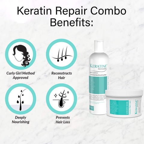 KERATINE PROFESSIONAL Keratin Smoothing Sulphate Free Shampoo Luxury  Hair Mask (Combo Pack)