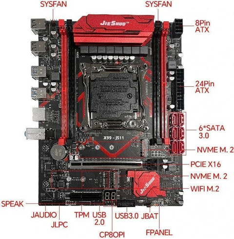 JieShuo X99 Intel Xeon 2.80Ghz V3 + 16GB RAM Combo Motherboard